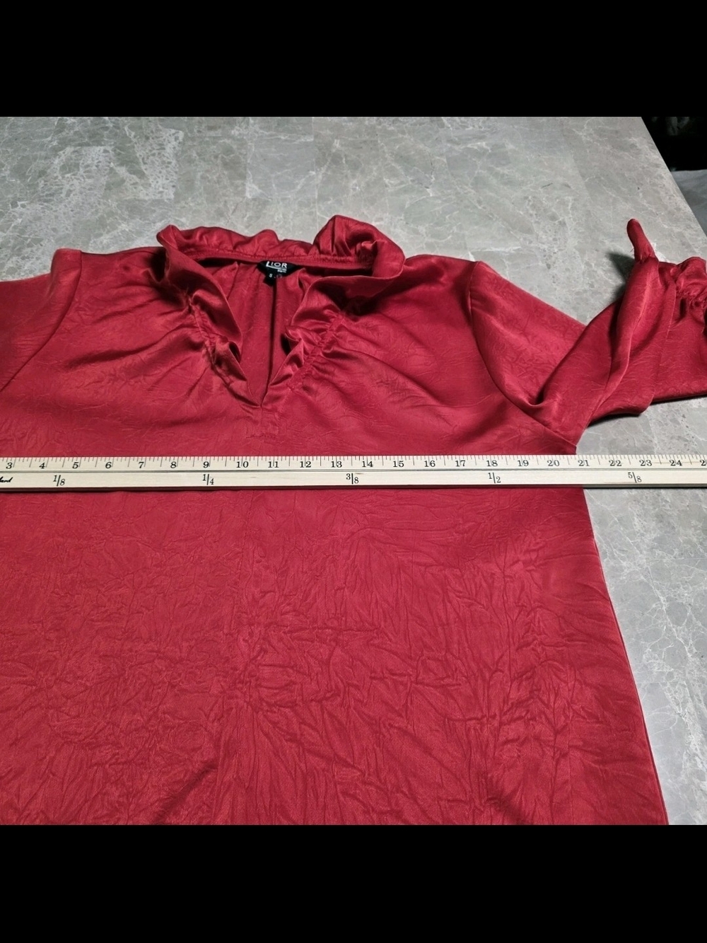 Bright Red Ruffle-Trim Tunic Top - Picture 5 of 12